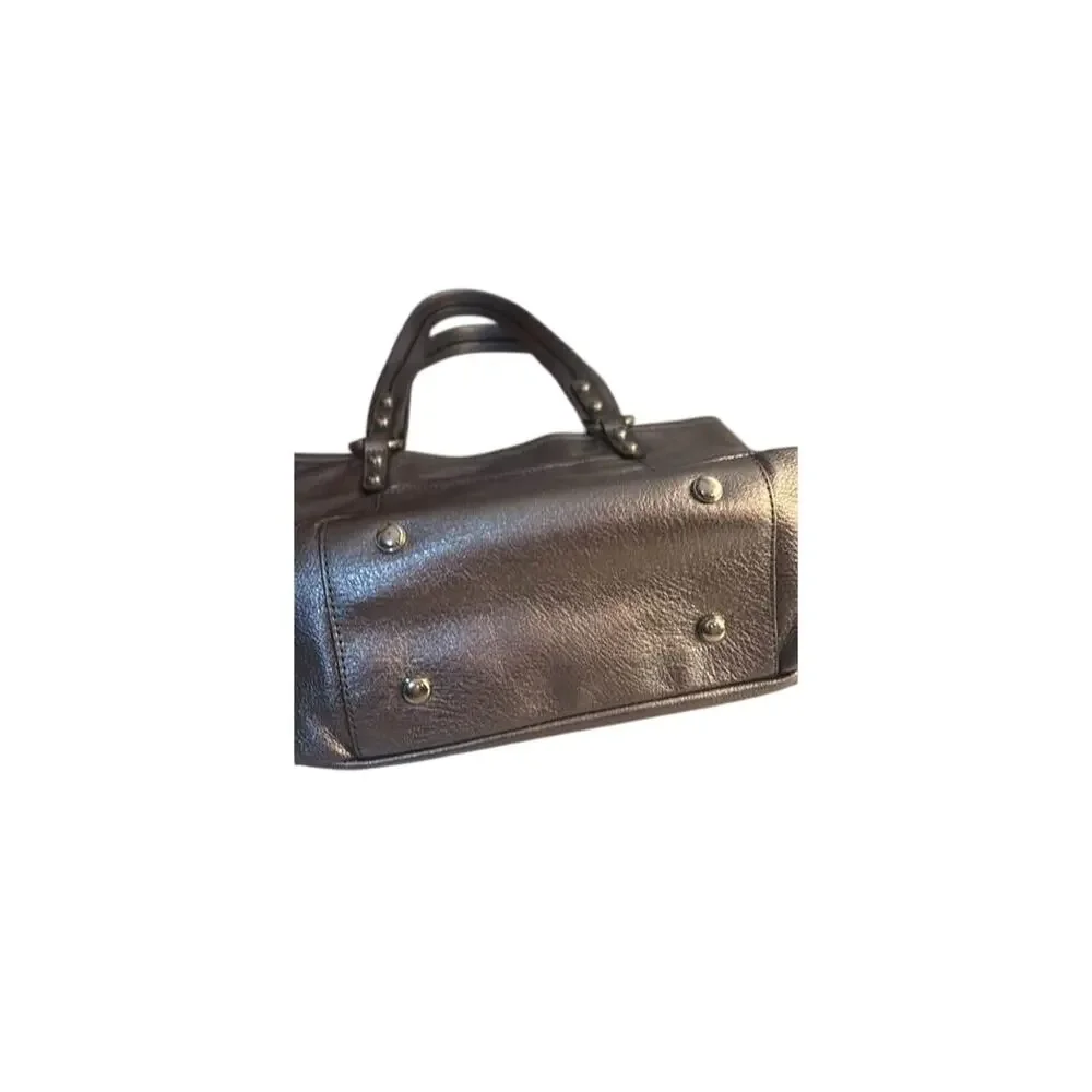Women’s B. Makowsky Metallic Silver Leather Tote